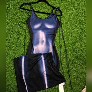 Body Dress Stylish Blue and Black Dress